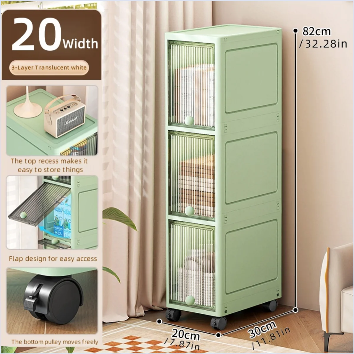 Rotating Flip Lid Narrow Storage Cabinet For Kitchen Bathroom