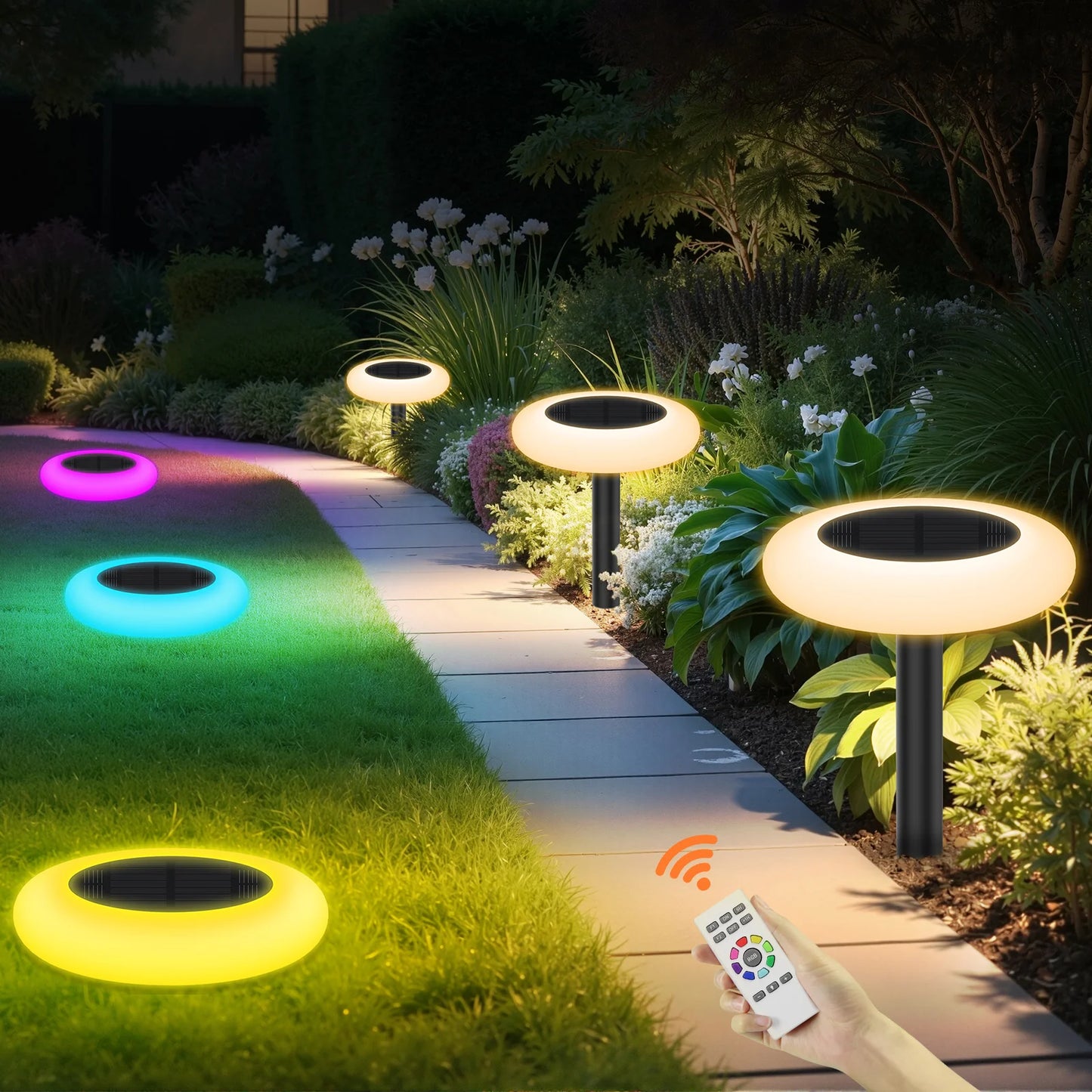 Intelamp Solar Pathway Lights Outdoor Garden Lawn LED Lights