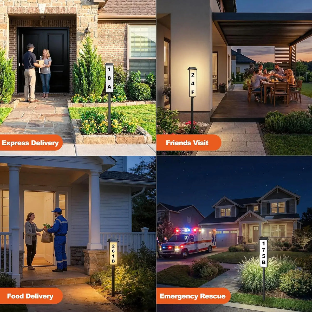 Solar Powered Outdoor House Number Sign with LED Lights