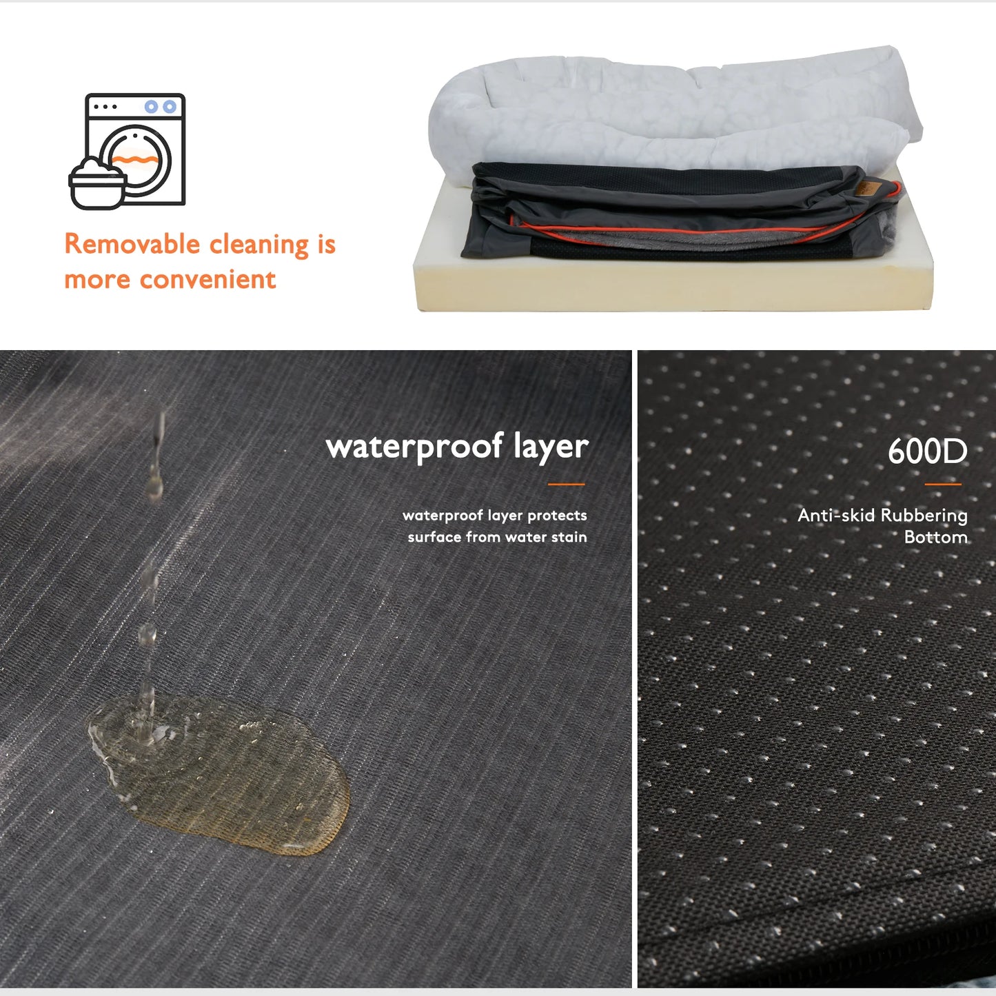 BINGOPAW Hypoallergenic Dog Bed With Removable Washable Cover Waterproof