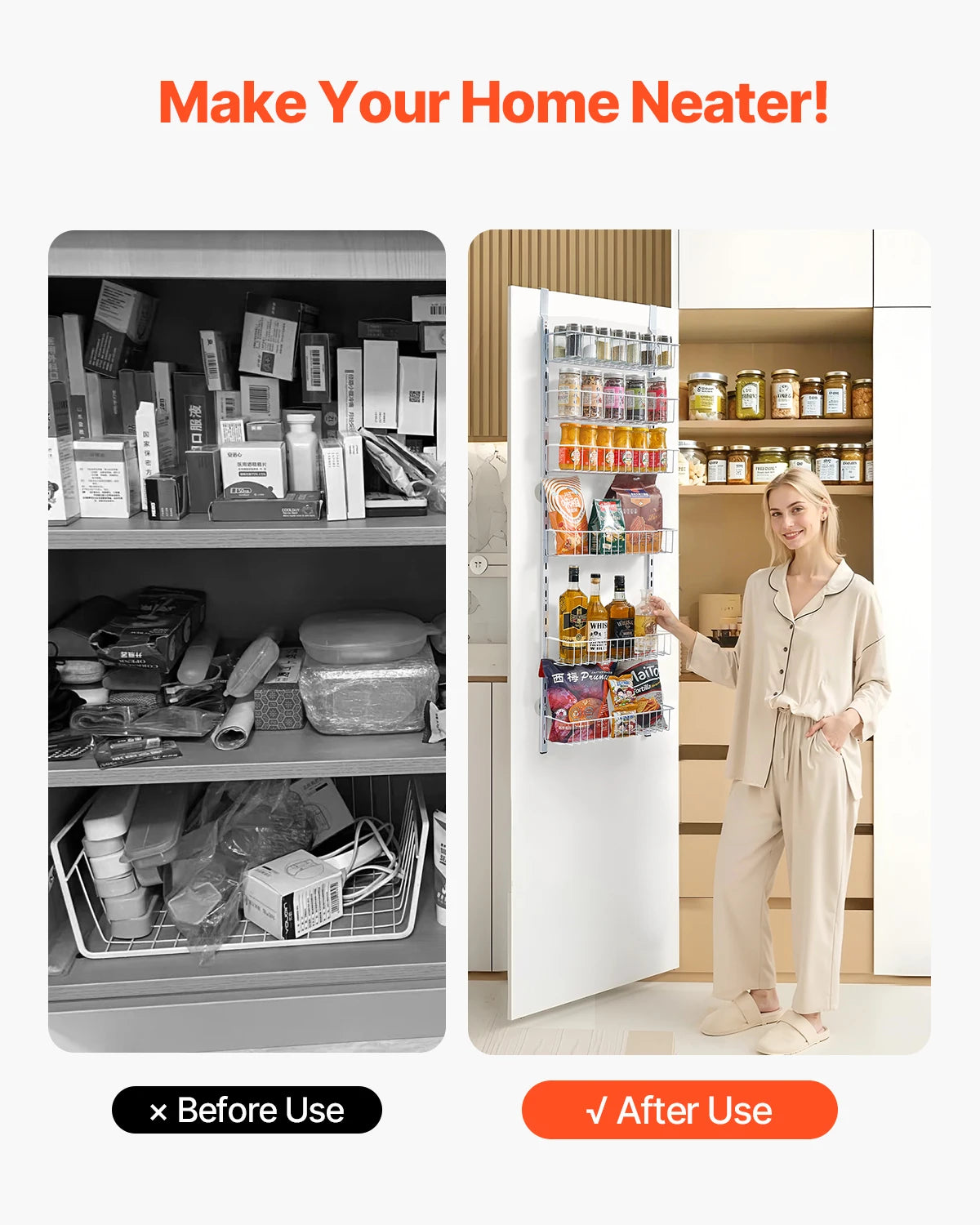 SucceBuy Over the Door Pantry Organizer Six To Ten Tier