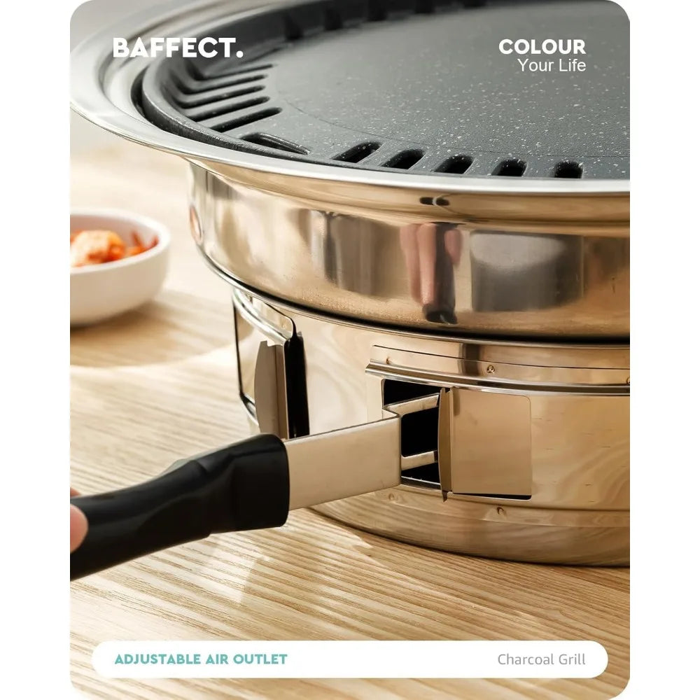 NBVCX Nonstick Stainless Steel Portable Korean BBQ Grill