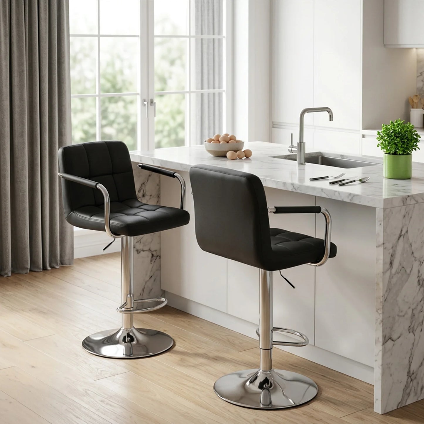 JHK Ergonomic PU Leather Armrests Office Chair With Adjustable Height