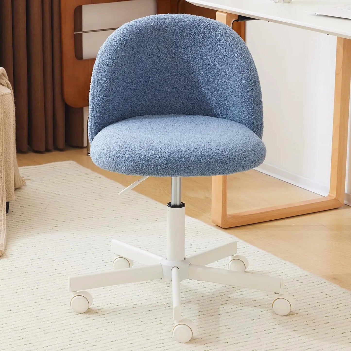 Velvet Vanity Chair With Back And Silent Wheels For Office