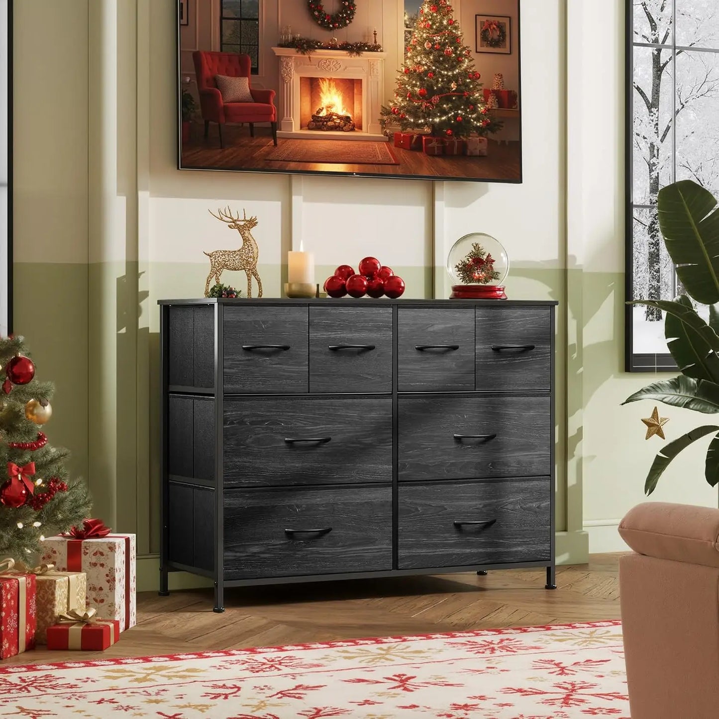 WLIVE Fabric Dresser With 8 Drawers For Bedroom Storage