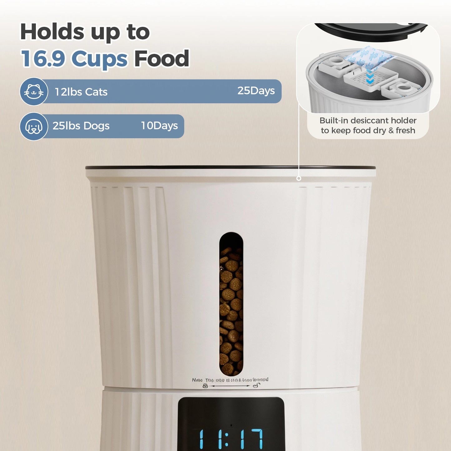 JHK WiFi Timed Cat Feeder With App Control Indoor Programmable