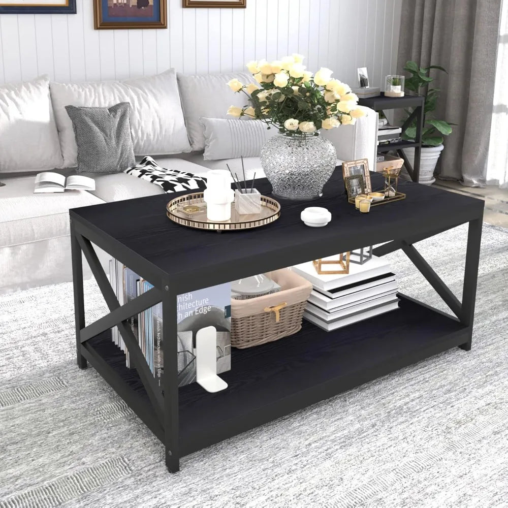 Industrial X-Design 3 Piece Coffee Table And End Tables Set