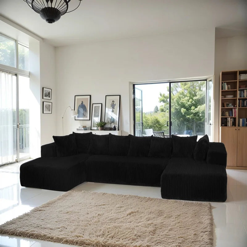 Modular U Shaped Segmented Sofa With Reversible Design