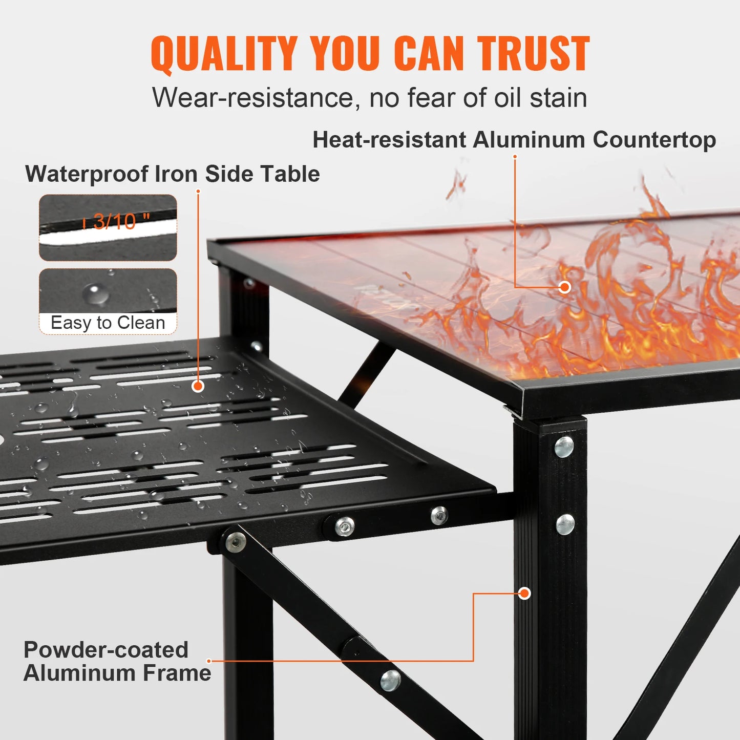 SucceBuy Camping Kitchen Table Folding Portable Cook Station Aluminum Outdoor