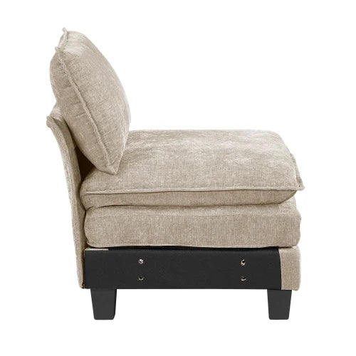 Modern Armless Chair Chenille Fabric Upholstery With Durable Plywood Frame