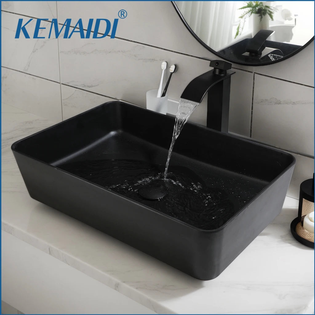 MEKKHALA Oval Acrylic Countertop Vessel Sink Bathroom Washbasin