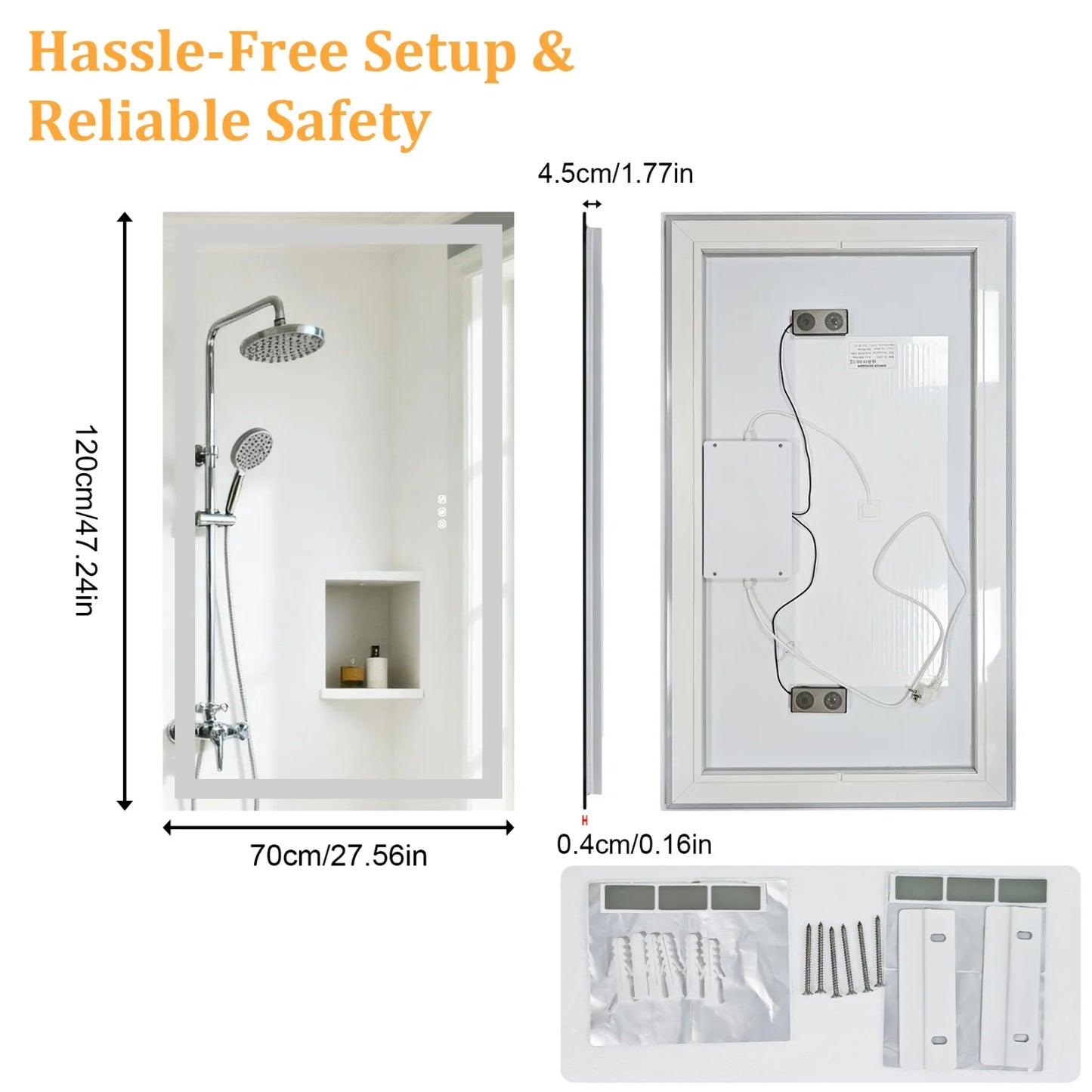 Bluetooth Bathroom Mirror With Anti Fog Dimmable Lighting And Speaker