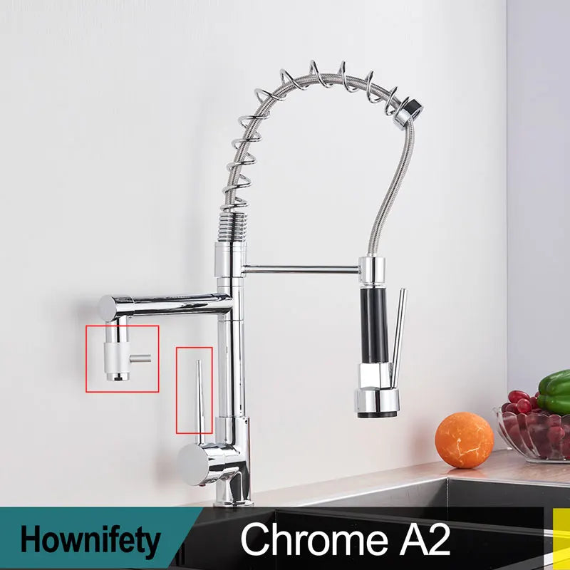 Hownifety Spring Kitchen Faucet with Pull Down Spout