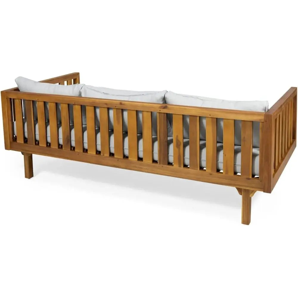 LuxeMerge Modern Acacia Wood Outdoor Daybed Sofa Set