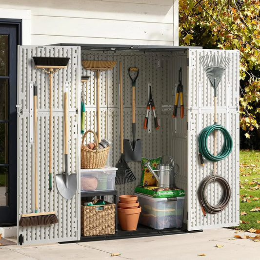 Waterproof Resin Vertical Storage Shed With Floor For Patio Garden