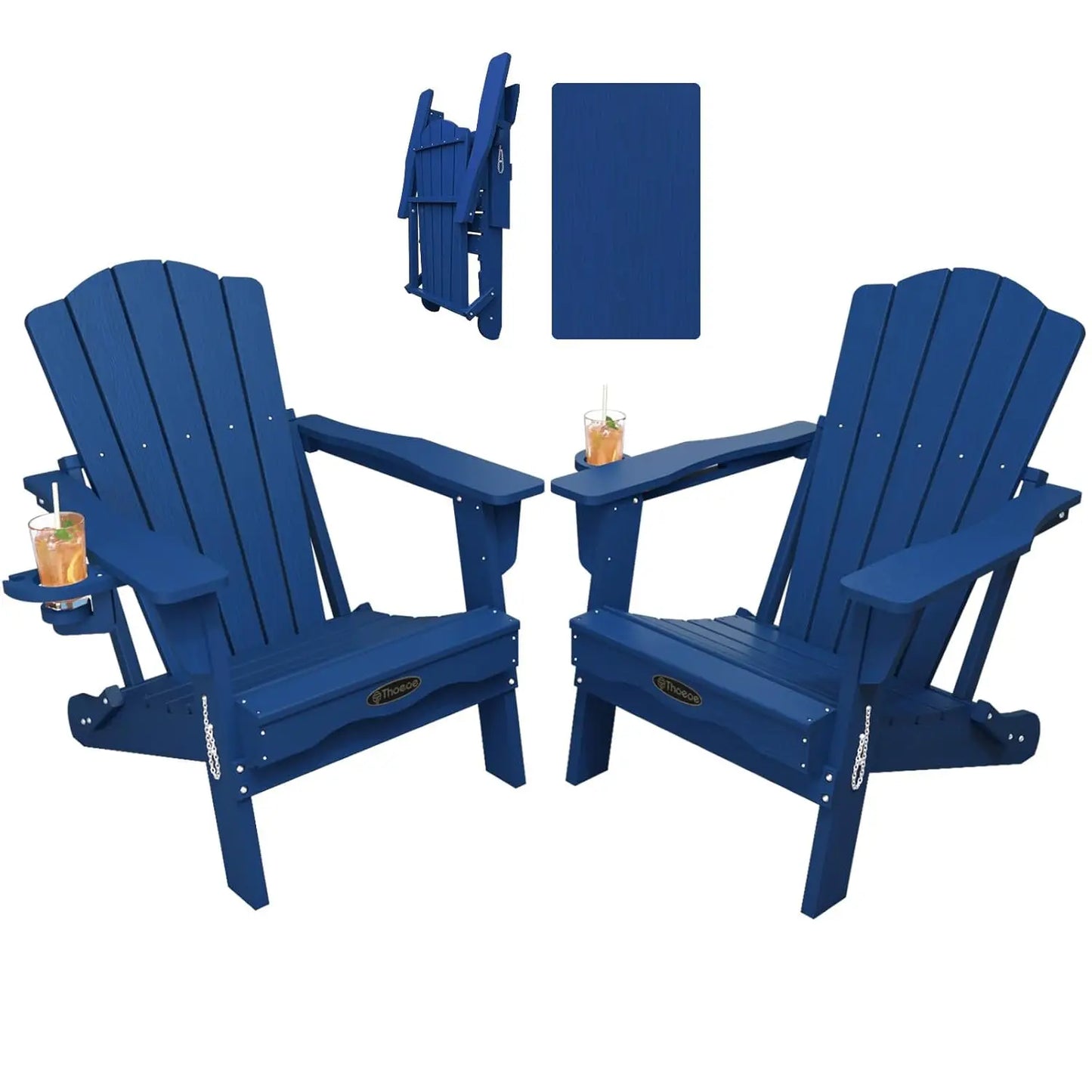 MOYU Folding Adirondack Chairs Cup Holder Set Of 2 Outdoor