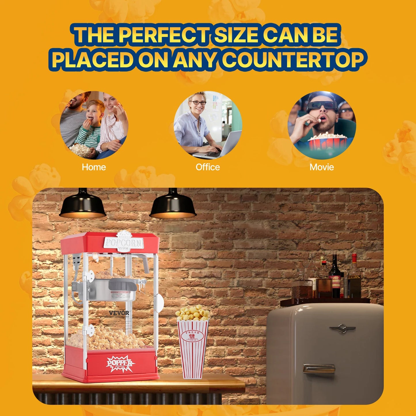 SucceBuy Commercial Popcorn Maker 1.5 Gal Per Batch Countertop Machine