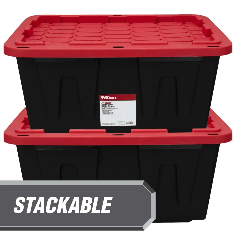 Heavy Duty Stackable Plastic Storage Tote With Snap Lid