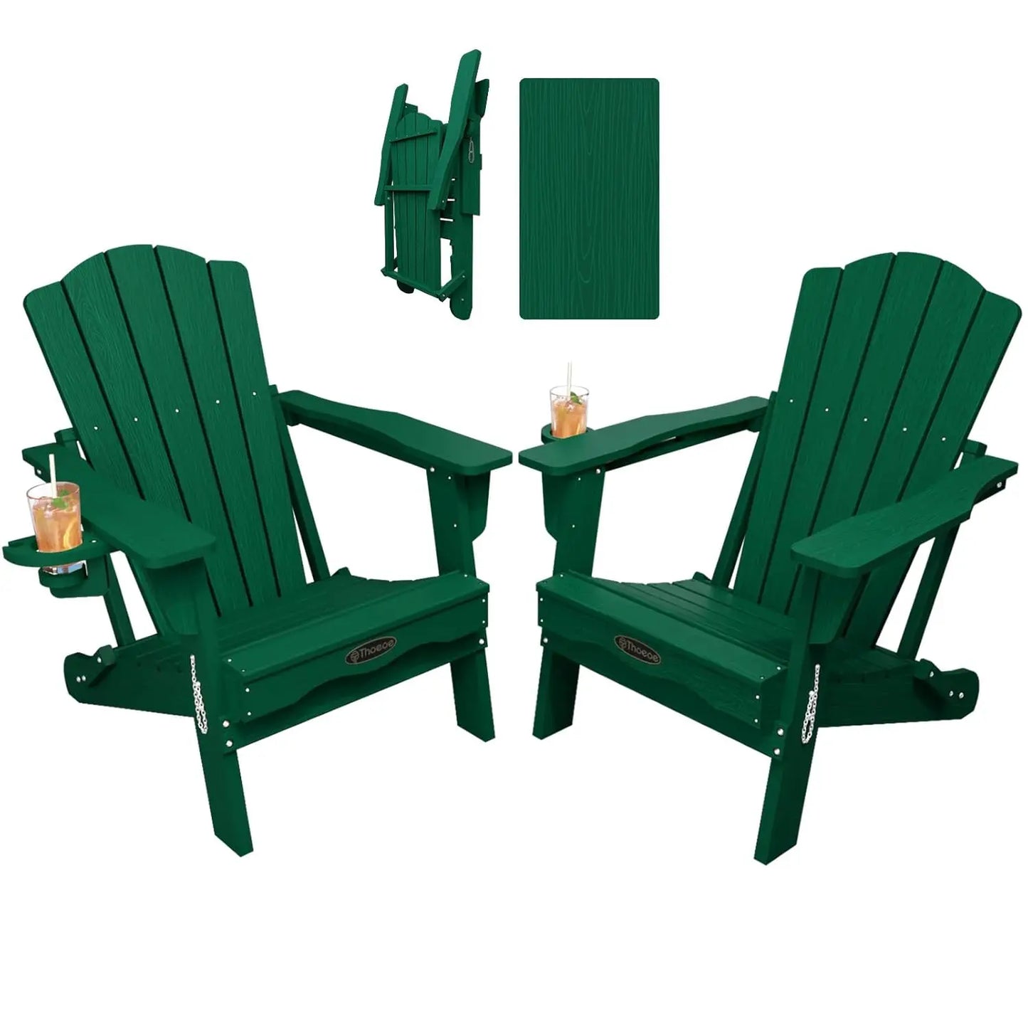 MOYU Folding Adirondack Chairs Cup Holder Set Of 2 Outdoor
