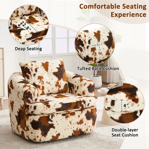 360 Degree Swivel Round Accent Chair With Dual Layer Cushion