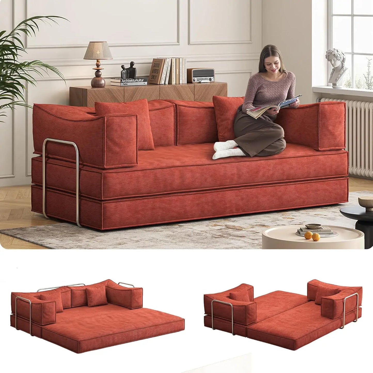 Convertible Sofa Bed With Pillows Corduroy Sleeper Sofa Frame