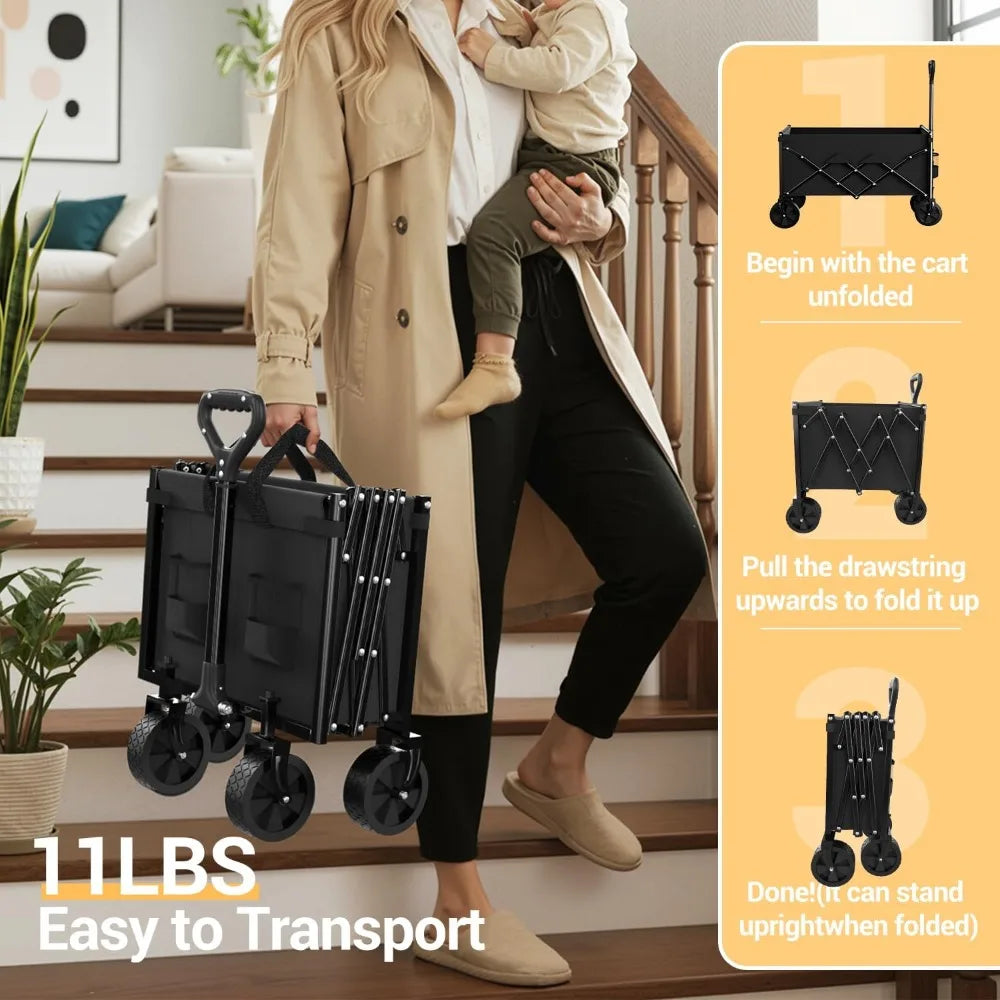 NBVCX Foldable Utility Wagon With Extended Tailgate For All Terrain