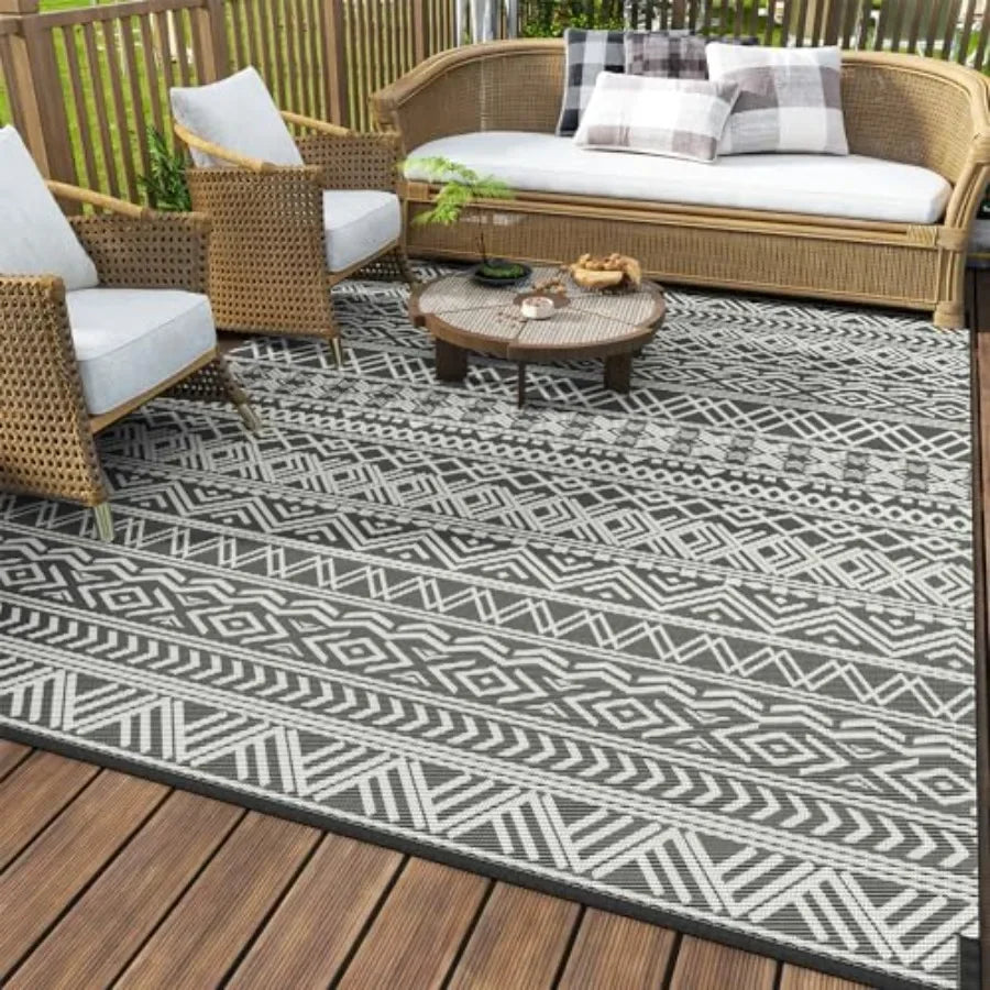 Outdoor Rug Carpet Waterproof 5x8 Outdoor Patio Rug Mat Reverisble Plastic Straw Outdoor Rug for RV Camping Picnic Beach Balcon