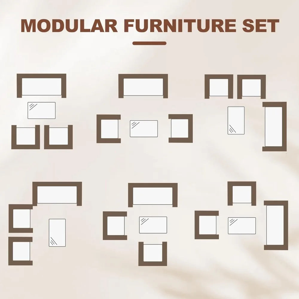4-Piece Patio Wicker Conversation Set With Tempered Glass Coffee Table