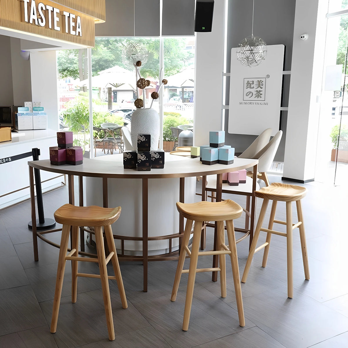 Modern Minimalist Solid Wood Bar Stool for Home and Business