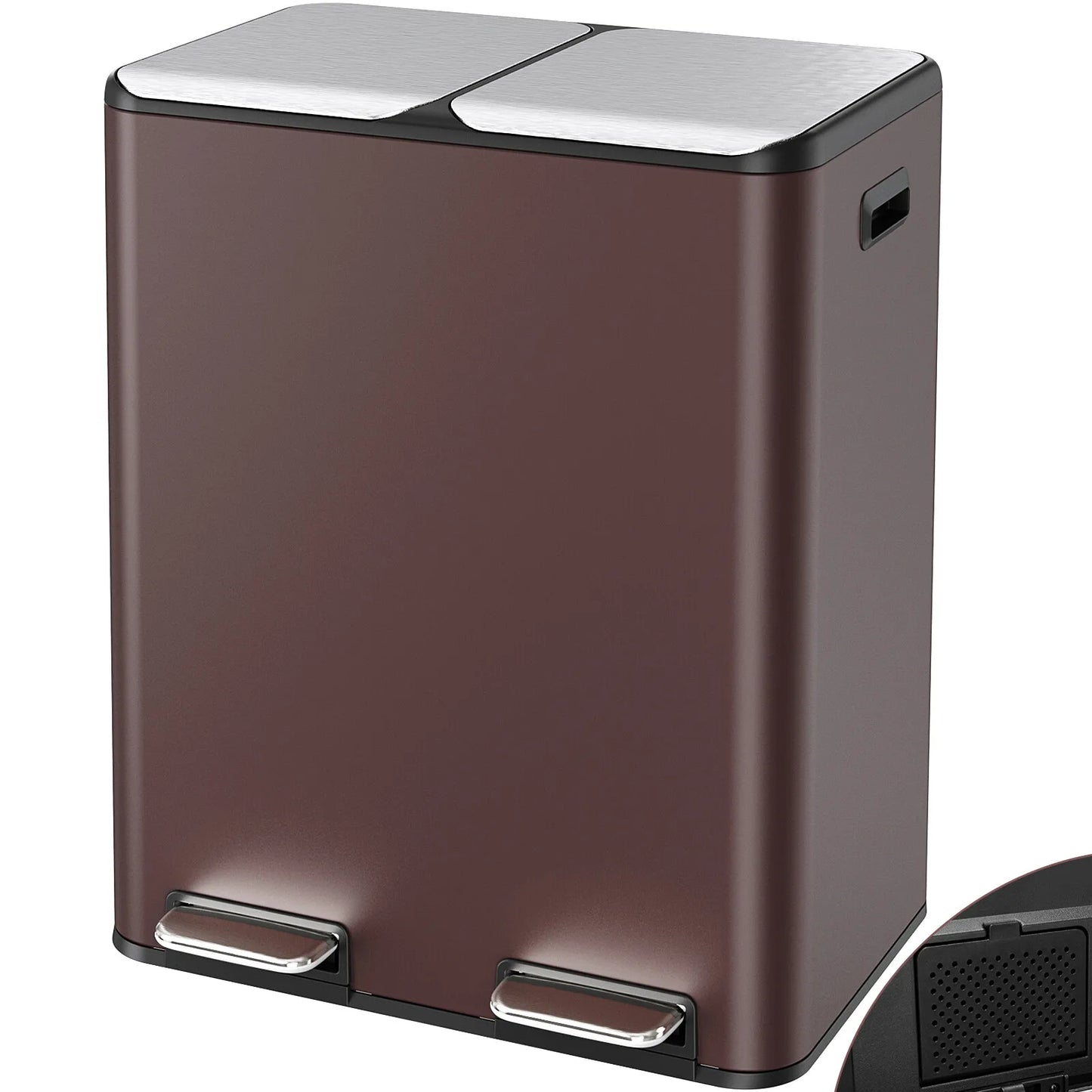 Stainless Steel Dual Trash Can With Built In Filter Box