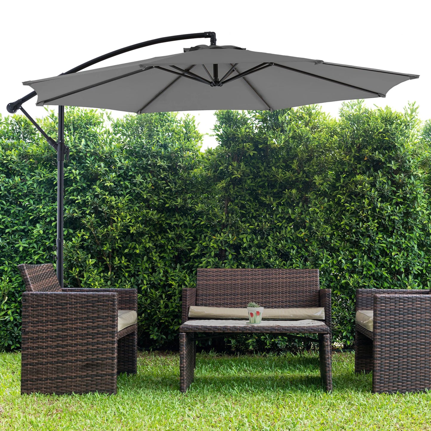 JHK Cantilever Umbrella With Easy Tilt UV Protection 8 Ribs