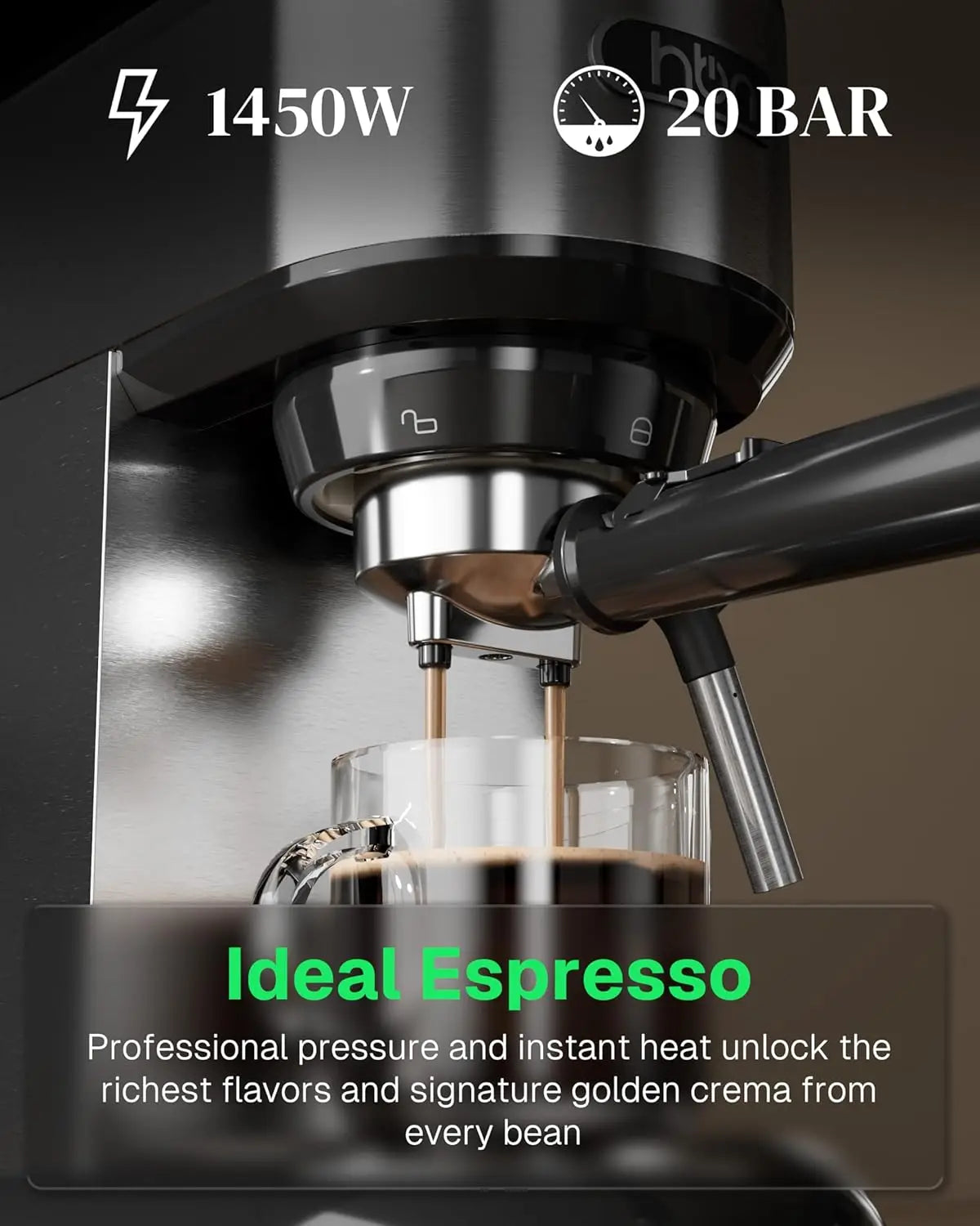 Xmsj 20 Bar Espresso Machine With Milk Frother And Stainless Steel Finish