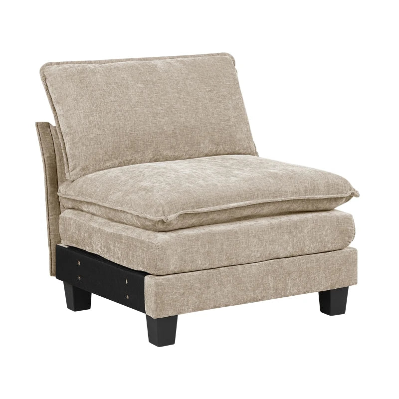 Modern Armless Chair Chenille Fabric Upholstery With Durable Plywood Frame