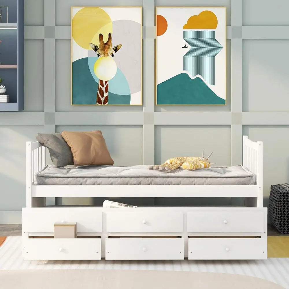 Harper Bright Designs Wood Daybed With Storage Drawers And Trundle