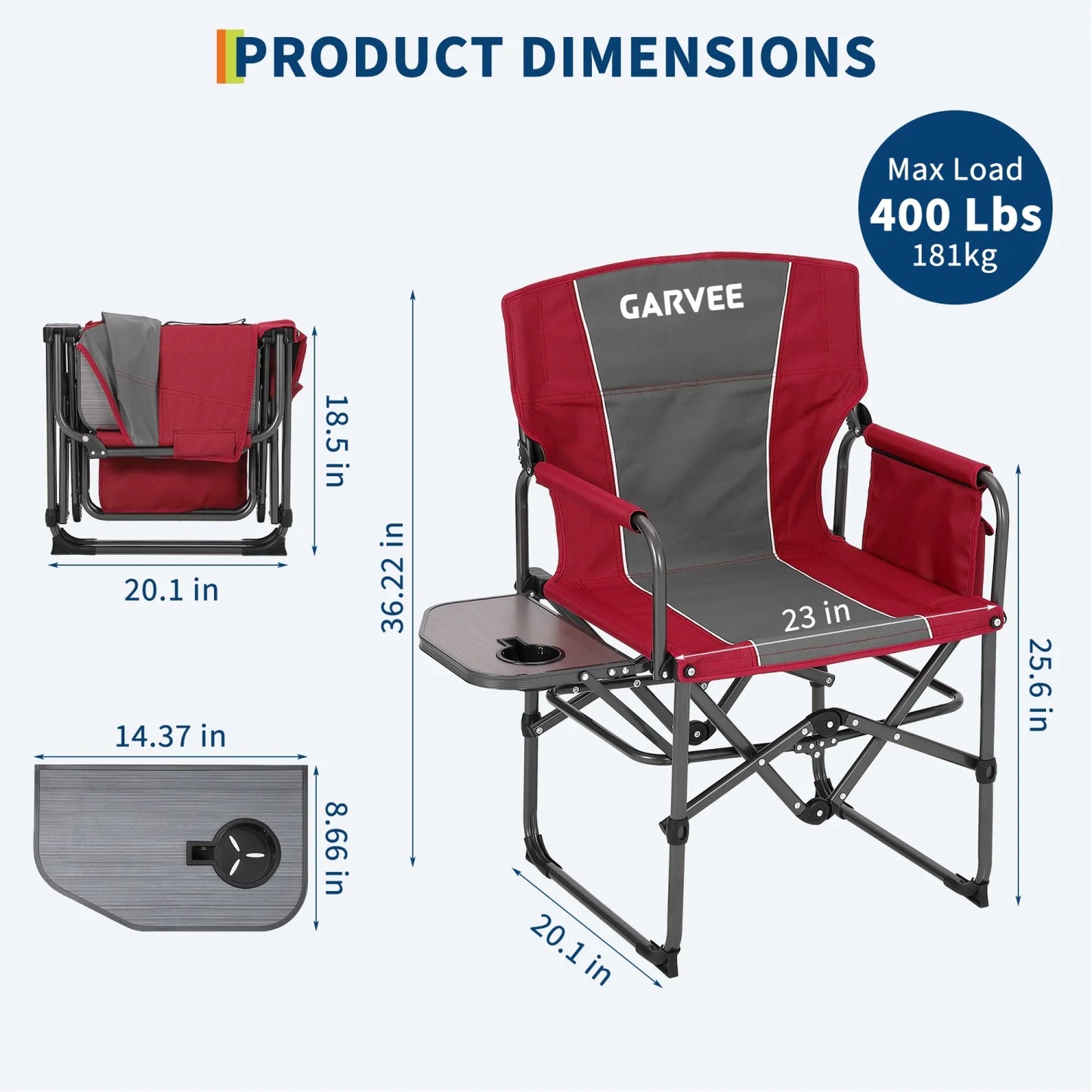 HiMISS Folding Directors Chair For Adults With Cup Holder