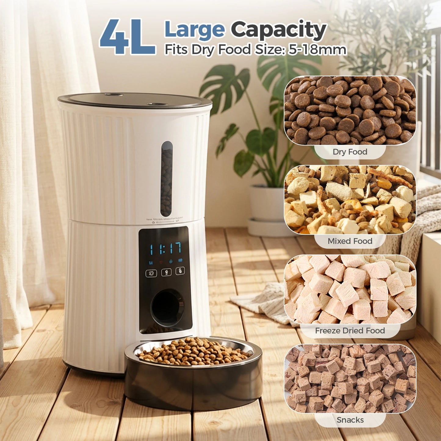 JHK WiFi Timed Cat Feeder With App Control Indoor Programmable