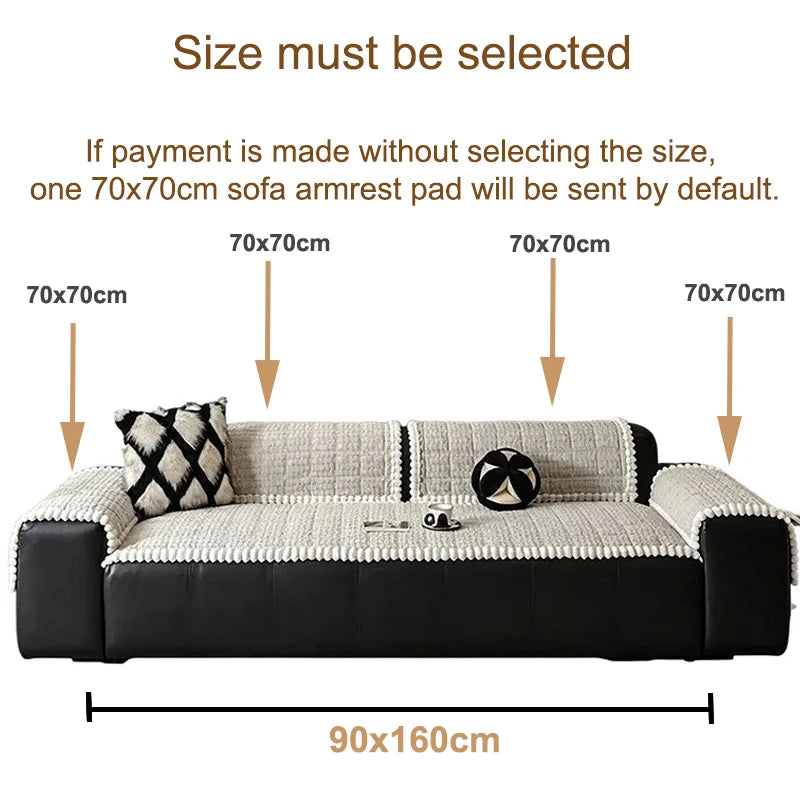 Thick Plush Sofa Seat Cover Non Slip Warm Couch Protector