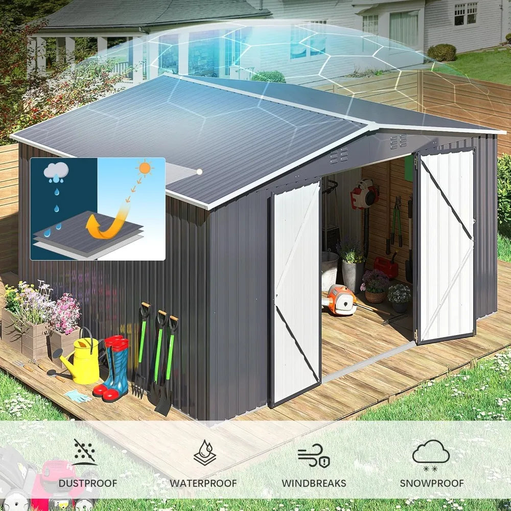 Metal Outdoor Storage Shed With Reinforced Frame For Backyard Waterproof