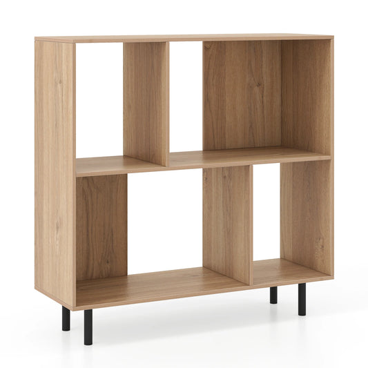 HOMASIS Open Shelf Bookcase Midcentury Modern Cube Storage Four Compartments