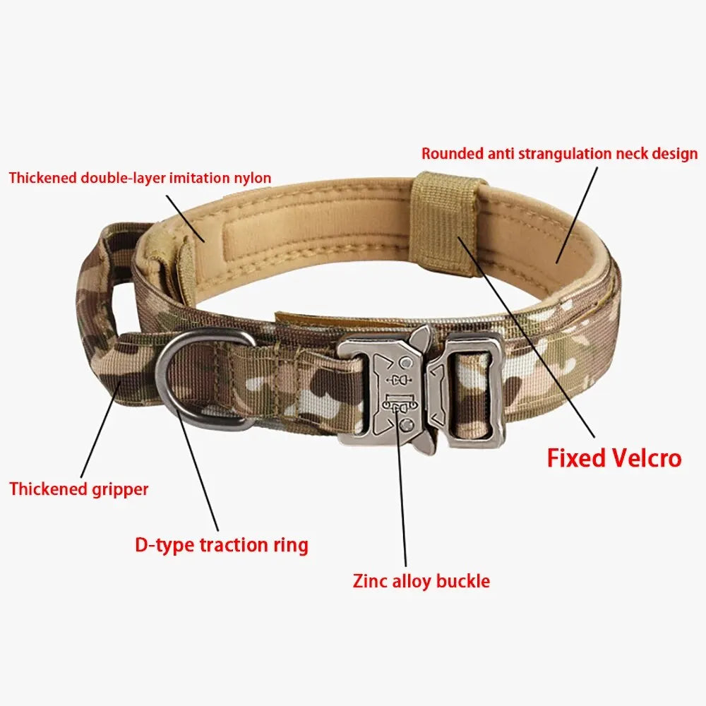 Breathable Outdoor Tactical Nylon Dog Collar With Metal Buckle