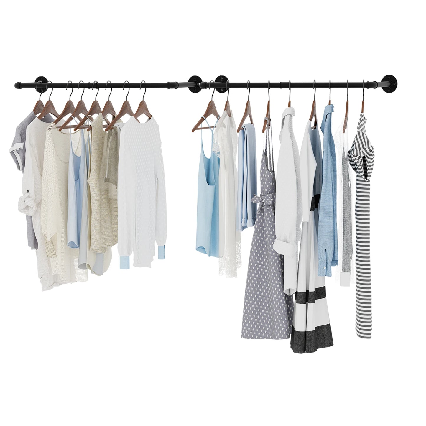 Industrial Pipe Clothes Rail Rack Wall Mounted Garment Rod Organizer