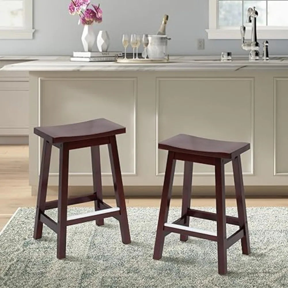 Solid Wood Counter Bar Stools Set Of 2 For Kitchen