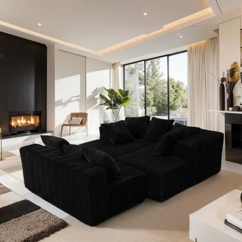 Modular U Shaped Segmented Sofa With Reversible Design