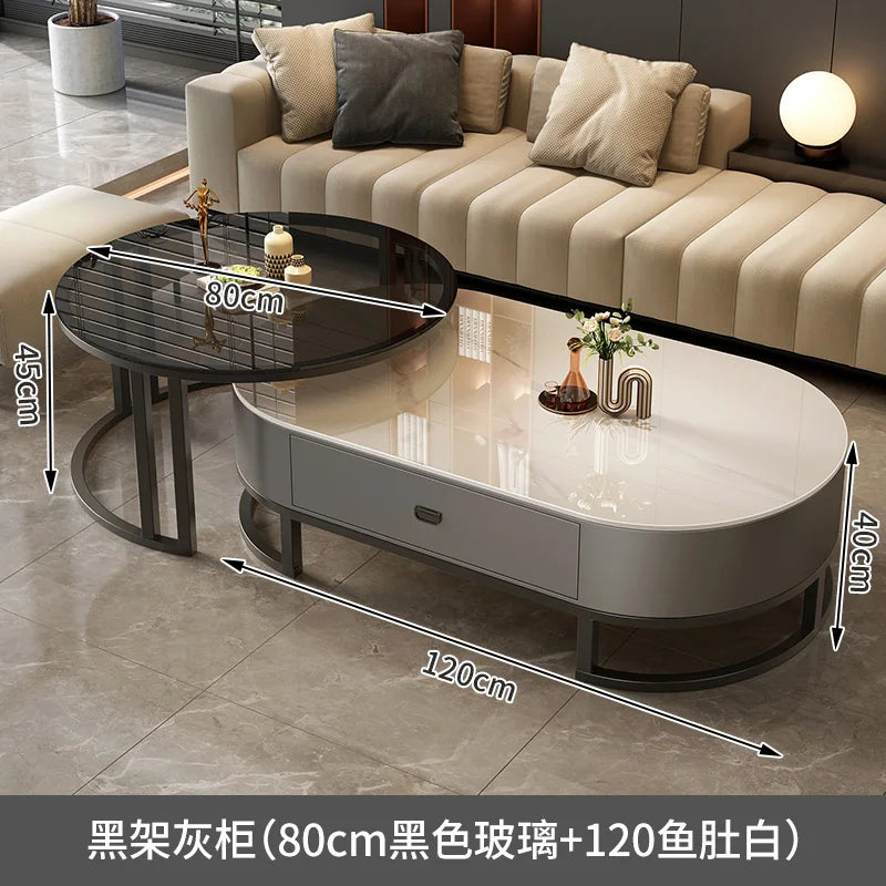 QWC Modern Nordic Wood Coffee Table With Built In Storage