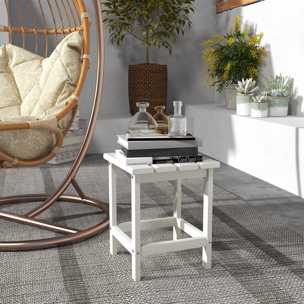 Outsunny Modern Outdoor Patio Side Table For Backyard And Deck