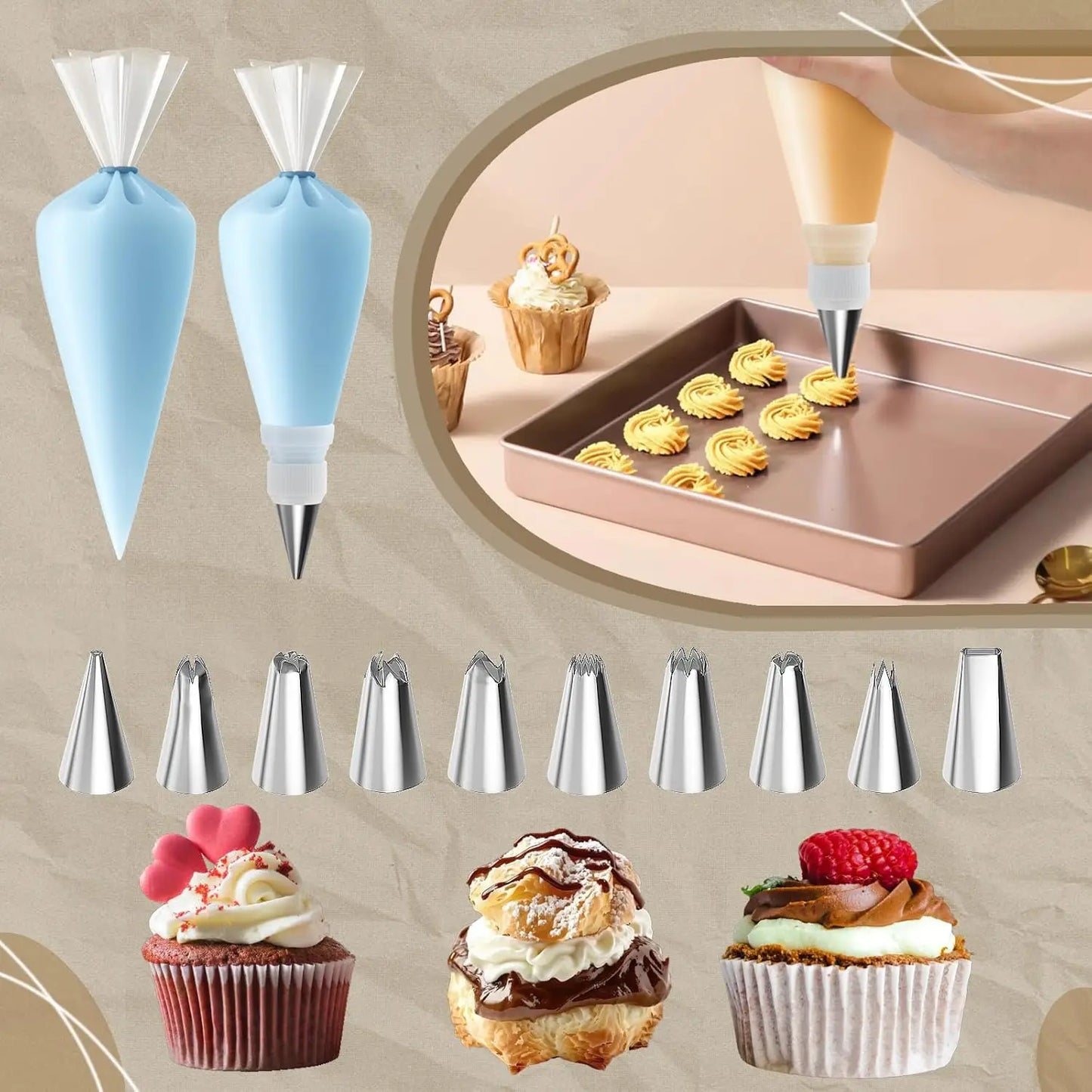 Nonstick Springform Cake Pan Set 131 Piece Piping Bags Kit
