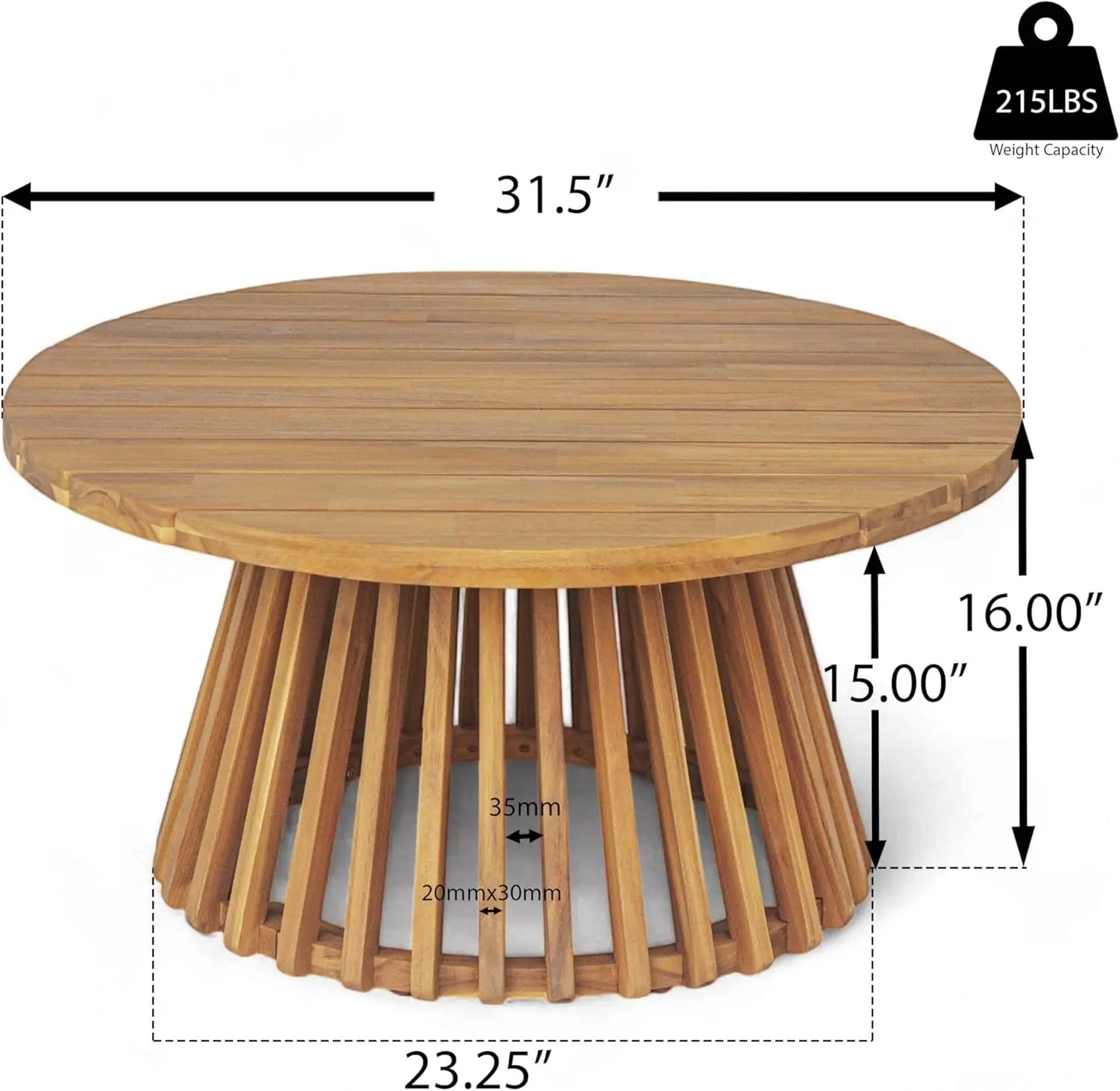 Acacia Wood Outdoor Daybed Sofa With Coffee Table And Cushions