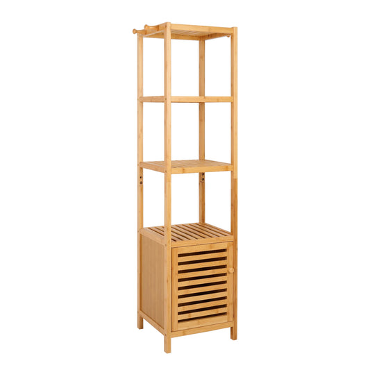 Bamboo Freestanding Bathroom Cabinet Storage Slim Floor Corner Rack