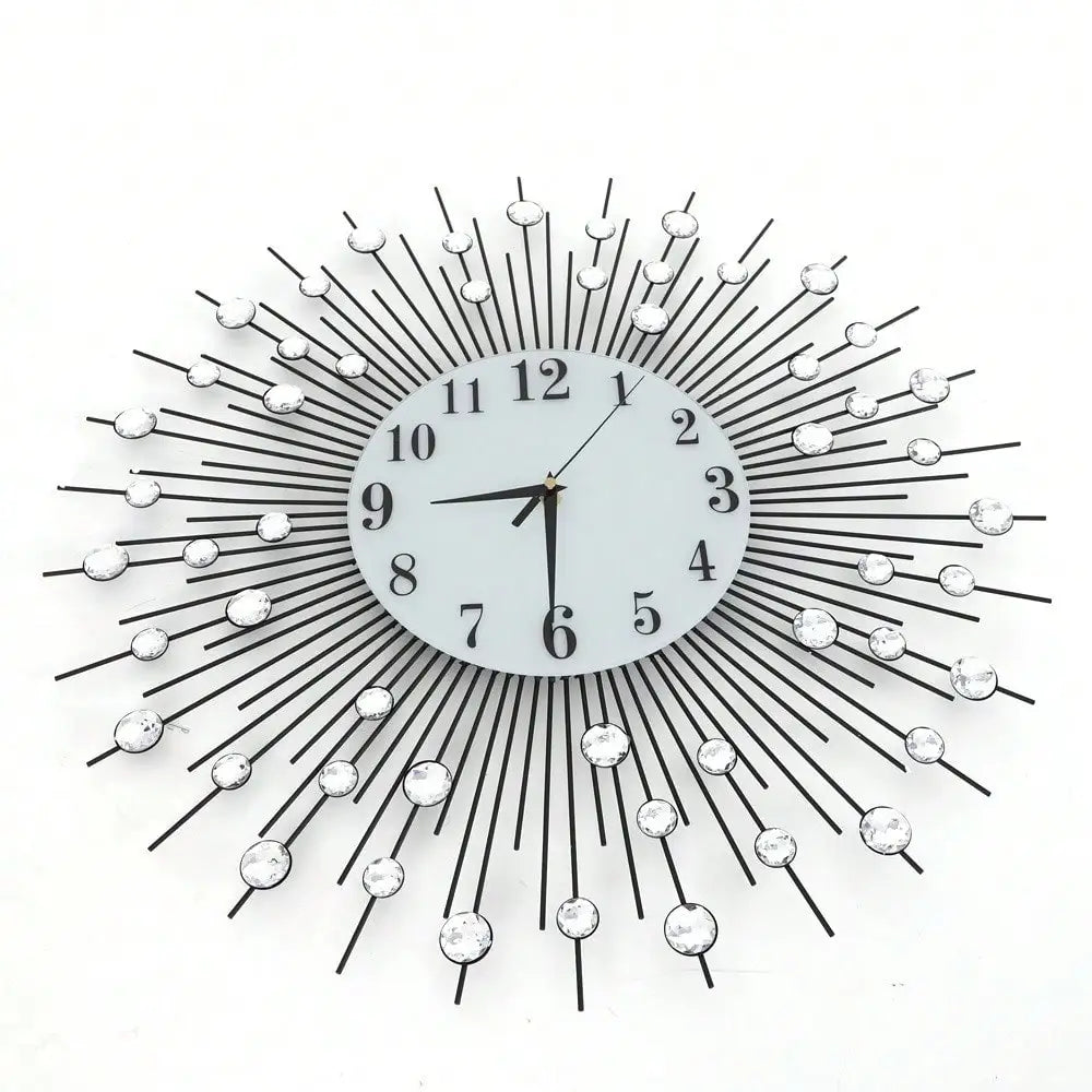 Wall Clock Modern Crystal Diamond Wall Clocks 3D Luxury Flower Clock Non Ticking Silent Metal For Living Room