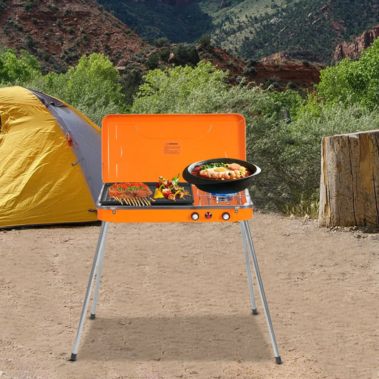 Portable Gas Camping Stove Dual Burner 5860 BTU Tabletop Grill